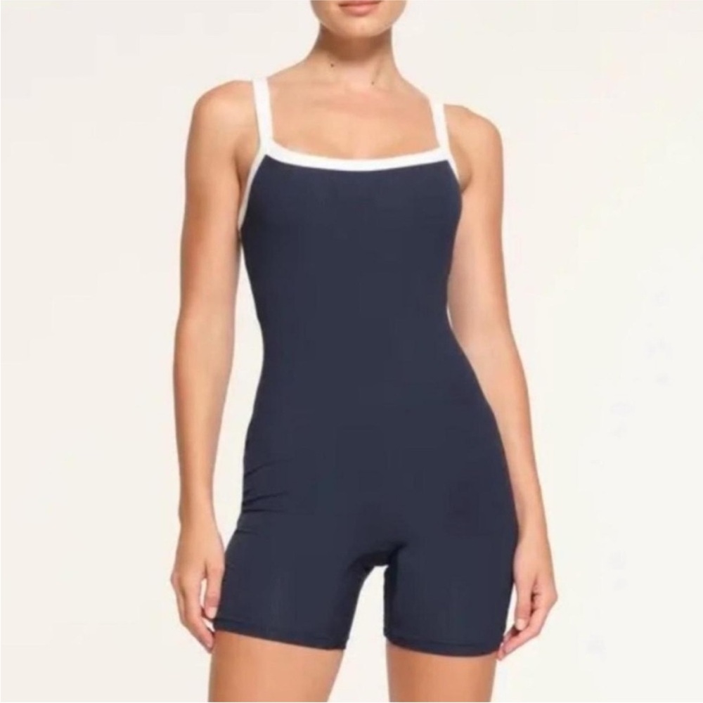 Skims Soft Lounge Onesie Navy White Trim S